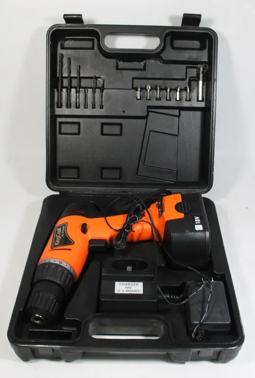 KING CRAFT 18V CORDLESS DRILL WITH BATTERY AND