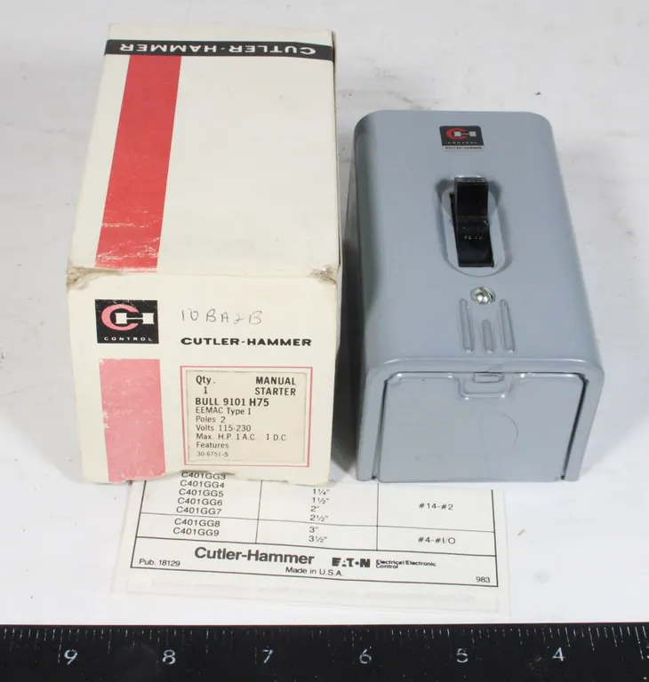 CUTLER-HAMMER MANUAL STARTER SWITCH, NEW