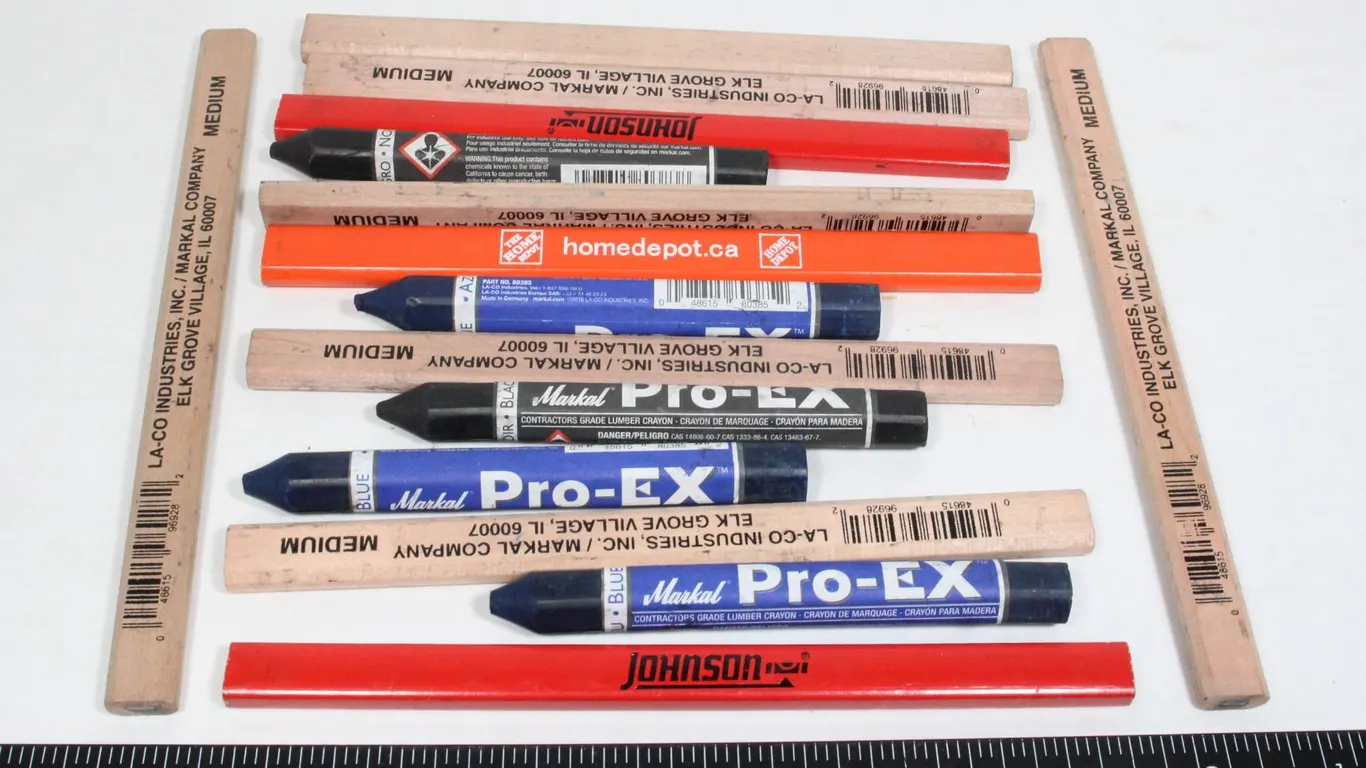 LOT OF CARPENTER PENCILS AND LUMBER CRAYONS