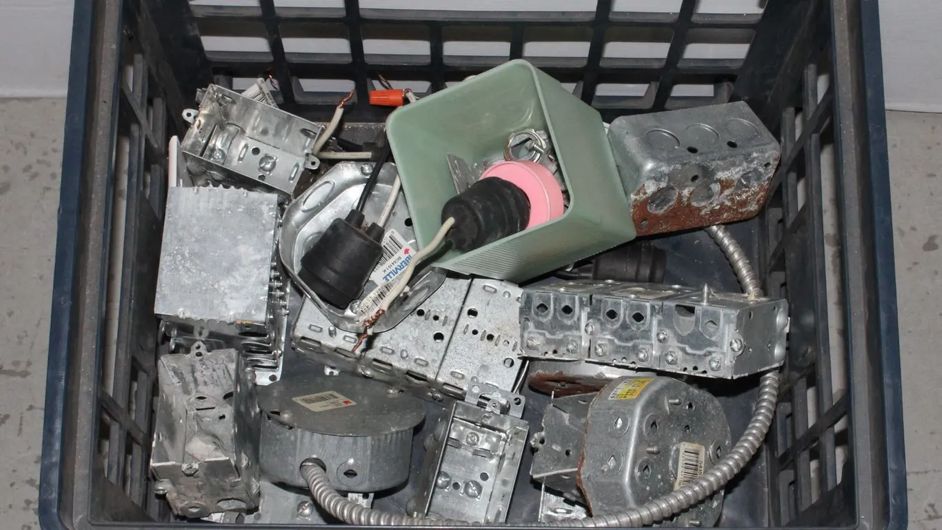 ASSORTED METAL ELECTRICAL BOXES AND MISC