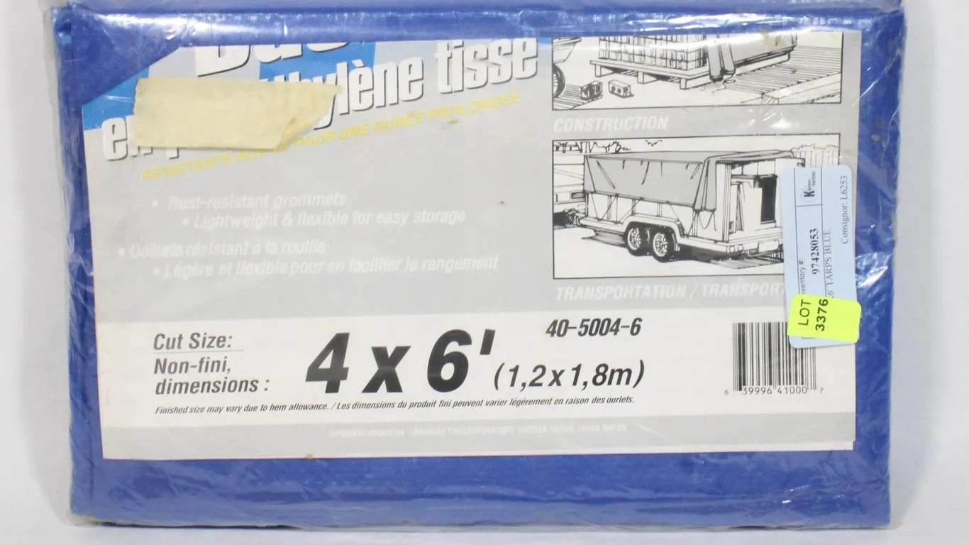 NEW 4X6' TARPS BLUE