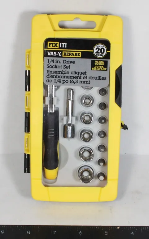 NEW 20 PCS FIX IT! 1/4 IN DRIVE SOCKET SET