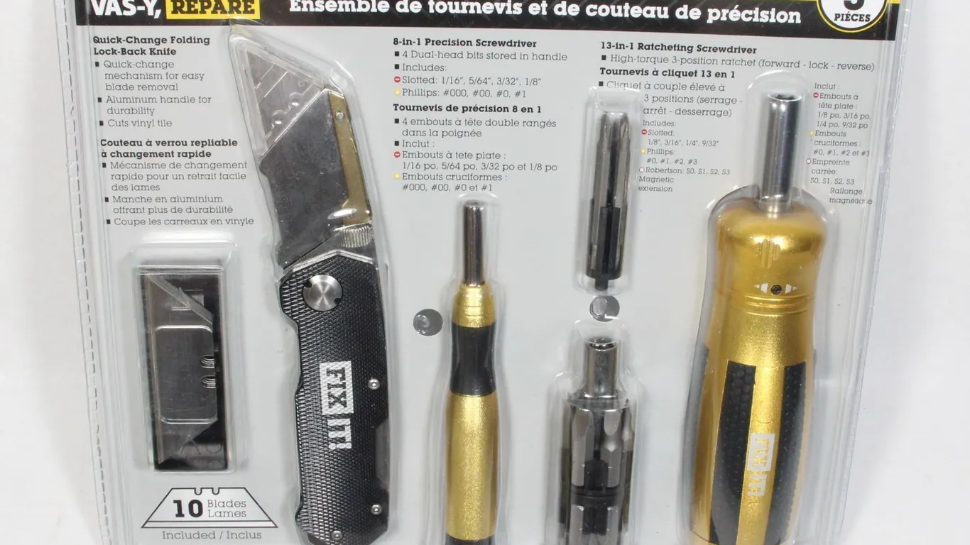 NEW FIXIT! SCREWDRIVER AND UTILITY KNIFE SET 3PCS