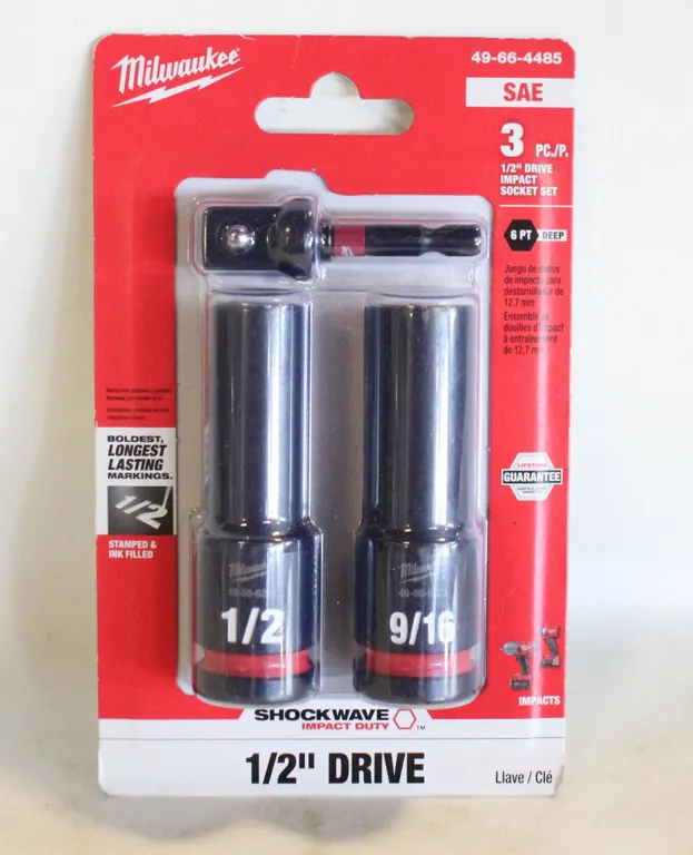 MILWAUKEE SET OF 3/2 INCH DRIVE IMPACT SOCKET SET