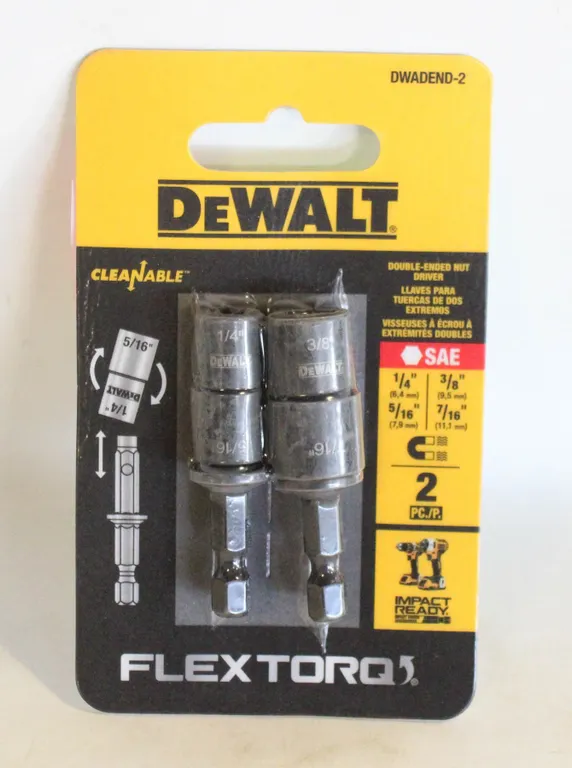 PACK OF 2 DEWALT DOUBLE ENDED NUT DRIVER