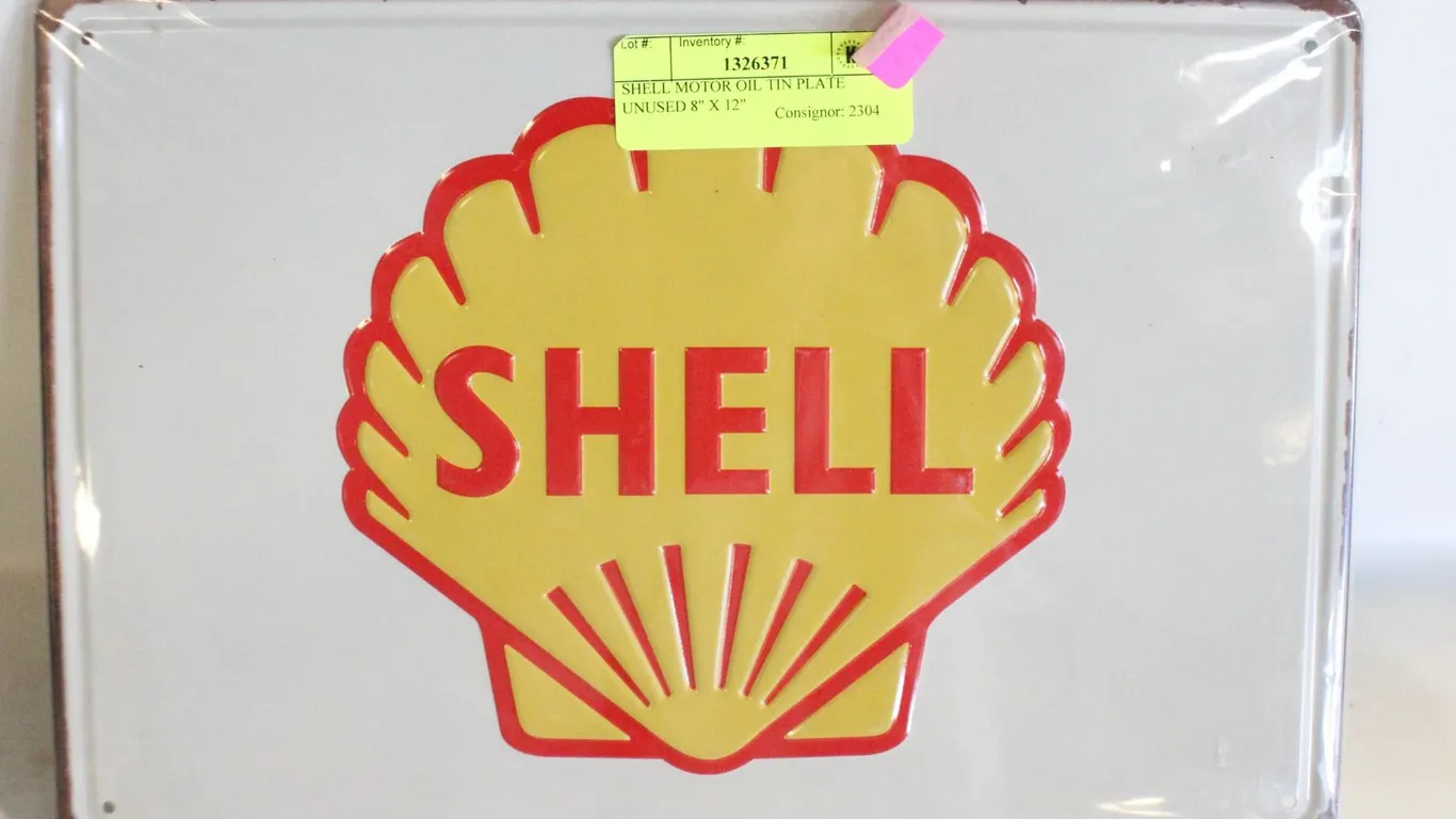 SHELL MOTOR OIL TIN PLATE UNUSED 8" X 12"