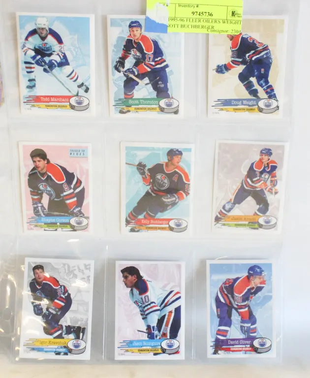 9 X 1995-96 FLEER OILERS WEIGHT ARNOTT BUCHBERGER
