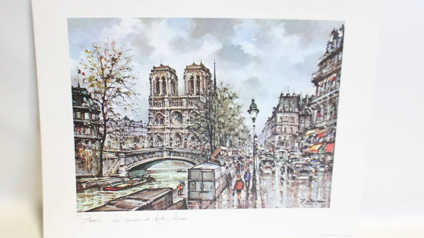 VINTAGE PARIS NOTRE-DAME CATHEDRAL PRINT J CHARDON