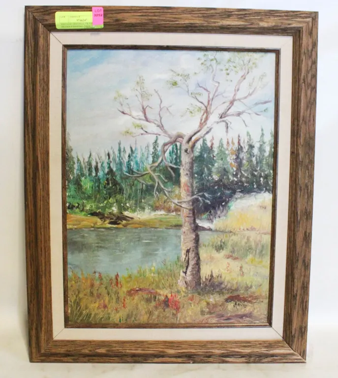 VINTAGE ORIGINAL FRAMED SIGNED PAINTING- TREE