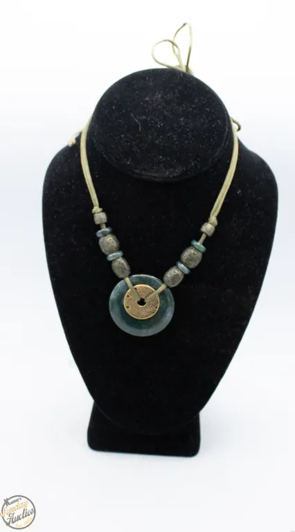 VINTAGE JADEITE STONE WITH CHINESE COIN NECKLACE