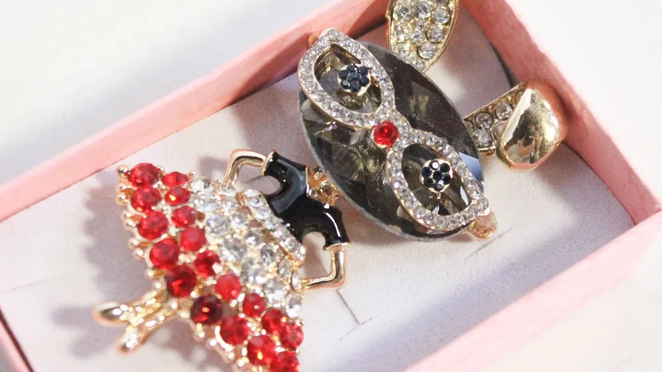 NEW LARGE CAT ROOCH WITH CLEAR RHINESTONES