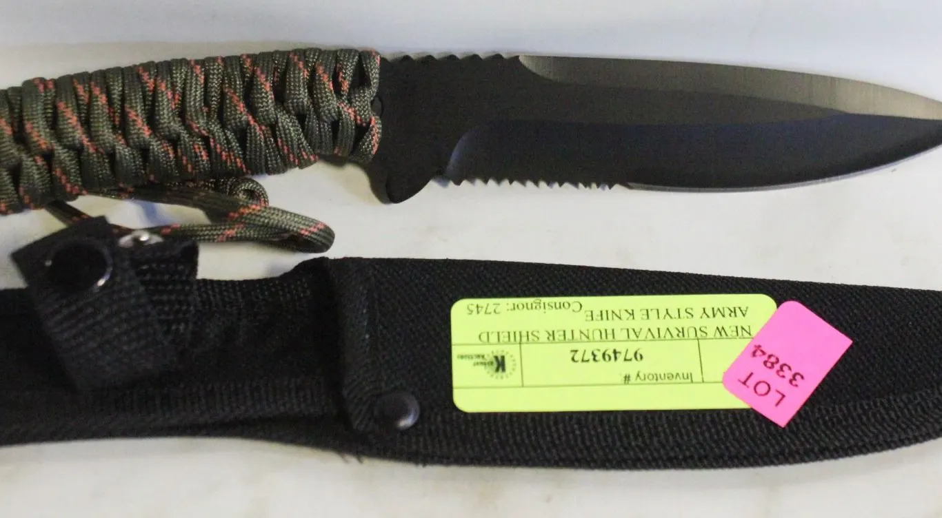 NEW SURVIVAL HUNTER SHIELD ARMY STYLE KNIFE