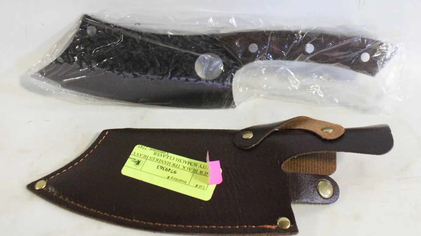 NEW BLACK TPR HANDLES HEAVY DUTY SCMACH1 CLEAVER