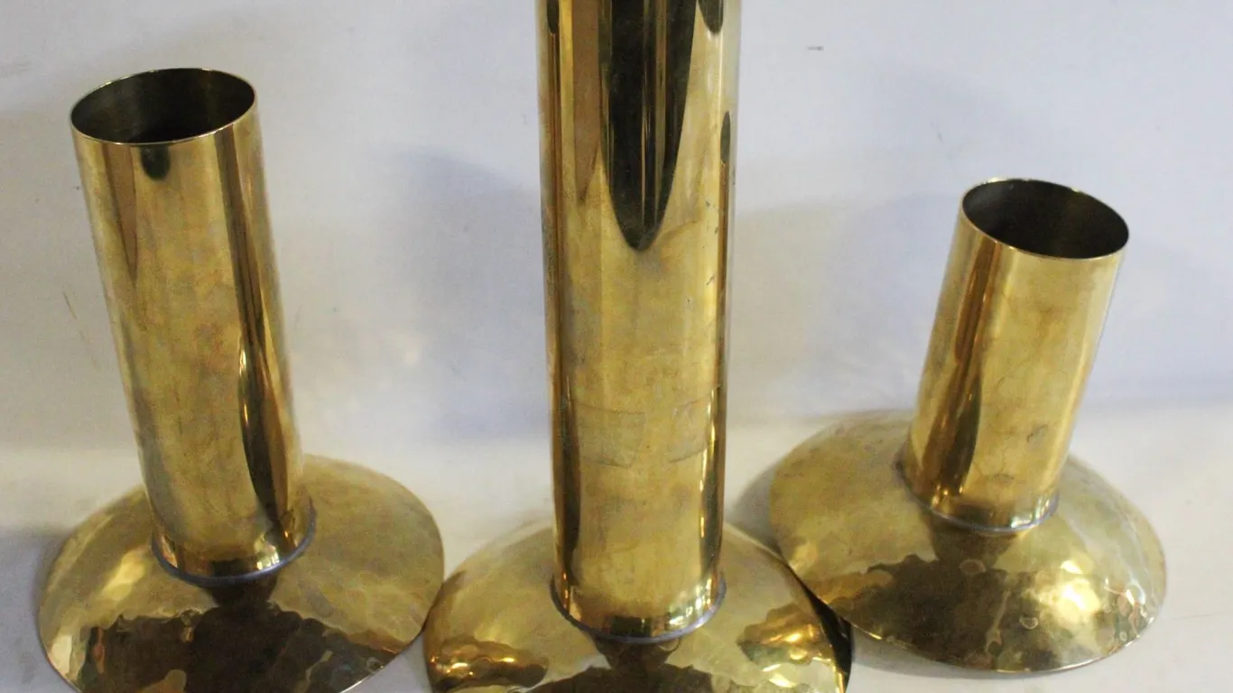 3 BRASS CANDLEHOLDERS
