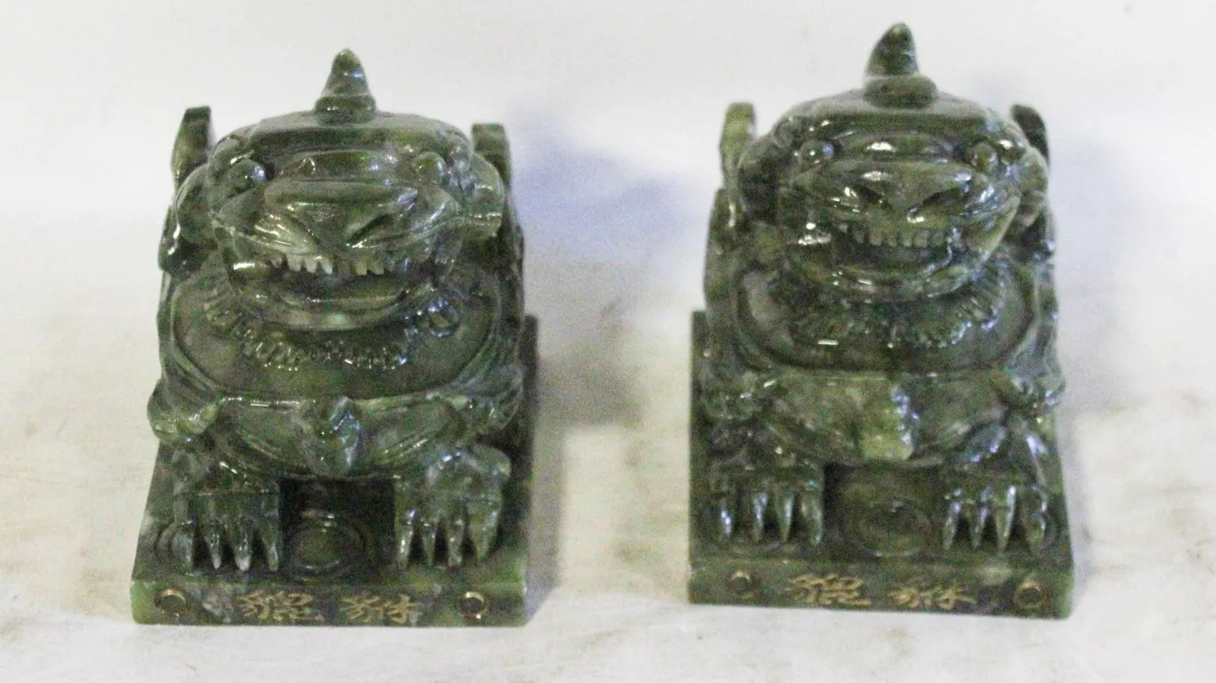MINIATURE JADE DRAGON + DOG FIGURINES