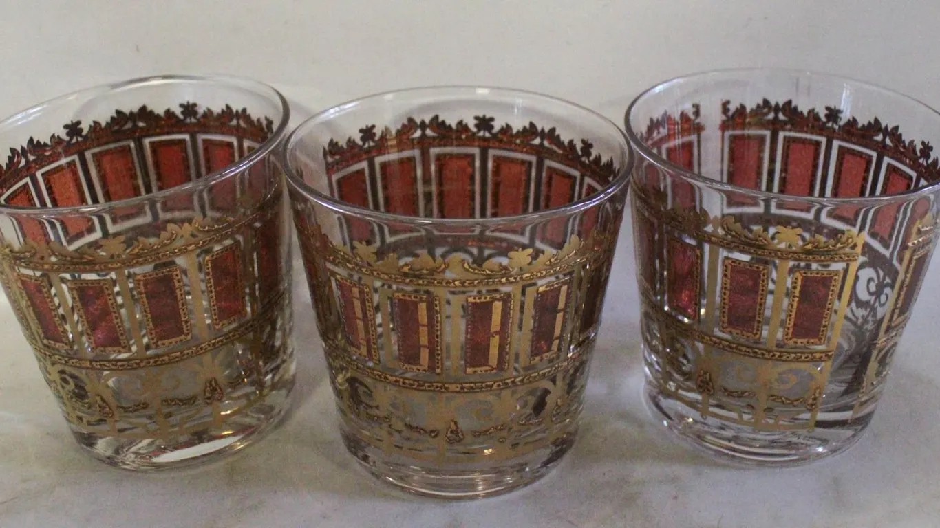 3 CULVER LOWBALL GLASSES