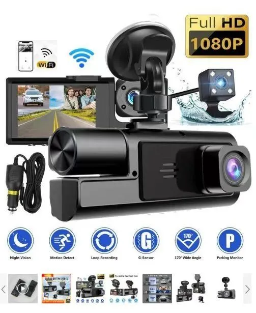 NEW 3 CAMERAS WI-FI ENABLED DASHCAM HD 1080P