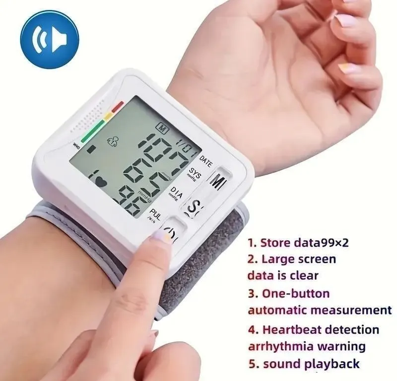 NEW PORTABLE WRIST BLOOD PRESSURE MONITOR W/VOICE