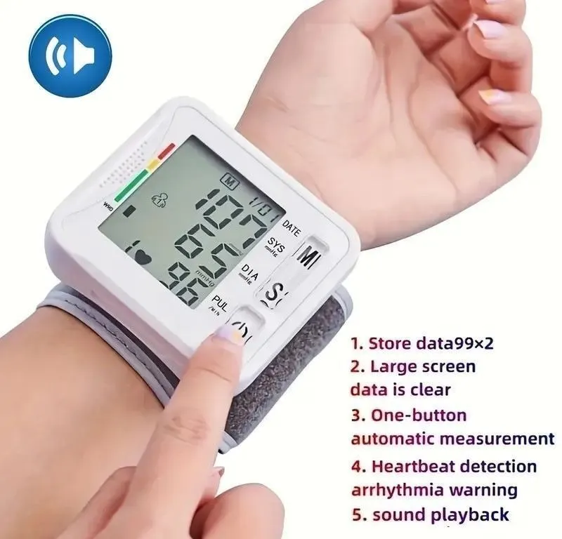 NEW PORTABLE WRIST BLOOD PRESSURE MONITOR W/VOICE