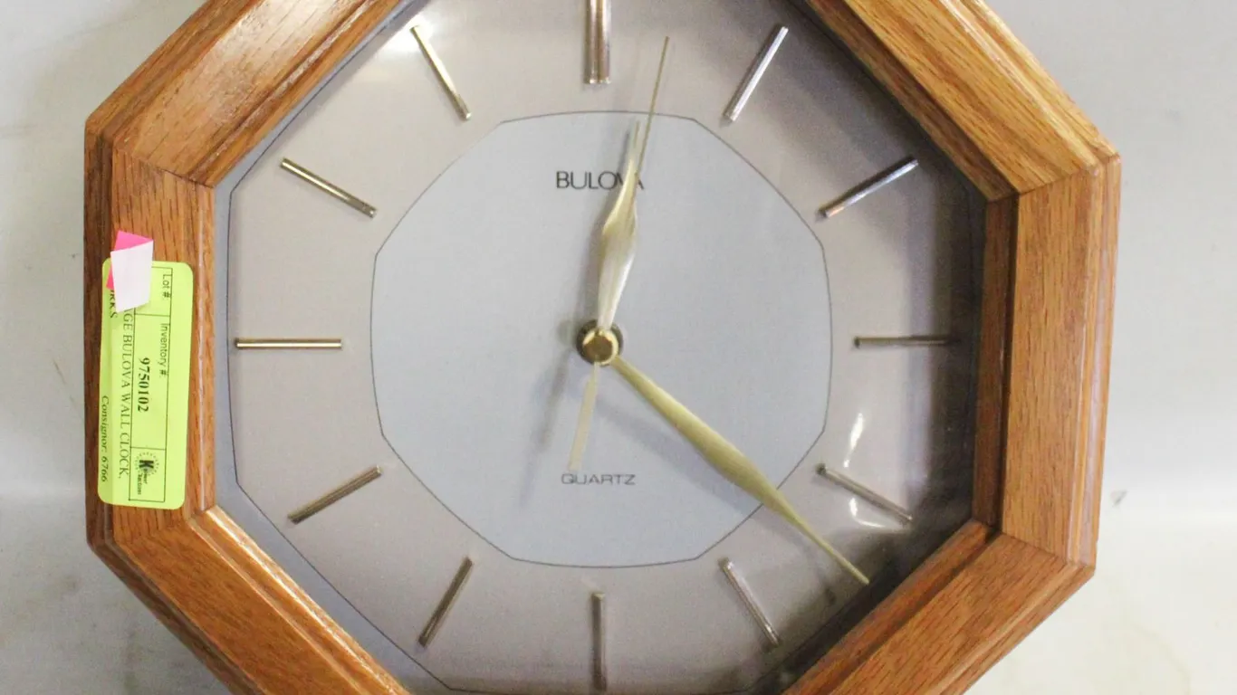 VINTAGE BULOVA WALL CLOCK, WORKS