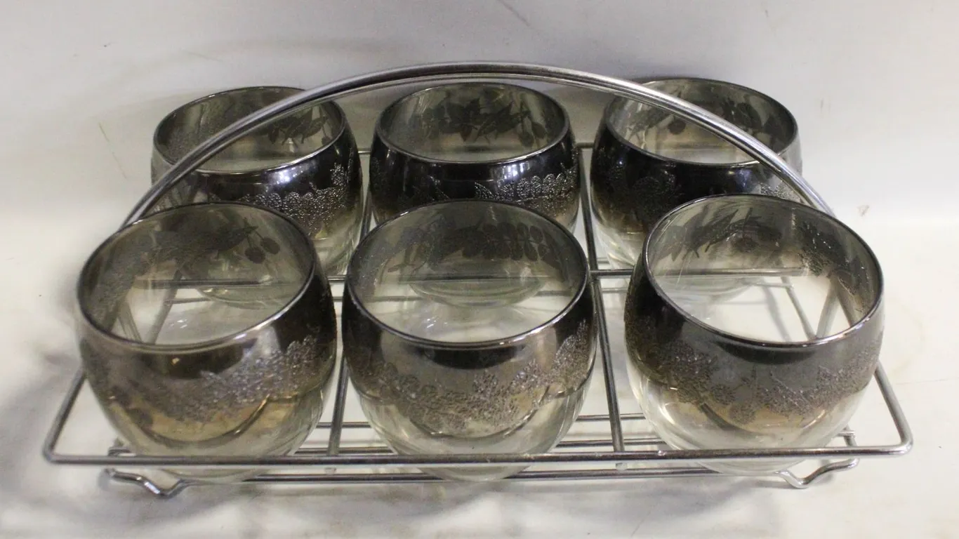 VINTAGE SILVER-OVERLAY DRINKING GLASSES
