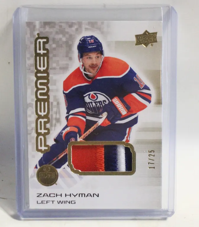 ZACH HYMAN PREMIER GOLD 17/25 PATCH GAME WORN