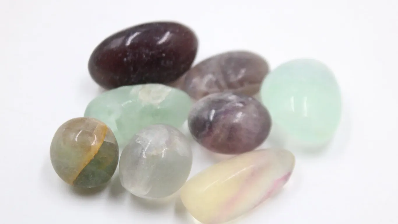 #171-NATURAL MULTI-COLOUR FLUORITE TUMBLE 500CT