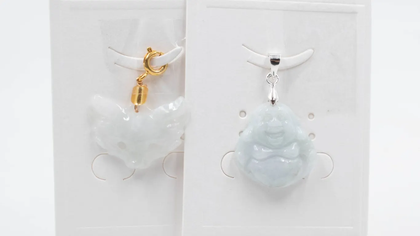 #147-NATURAL JADE JADEITE PENDANT 2 PCS