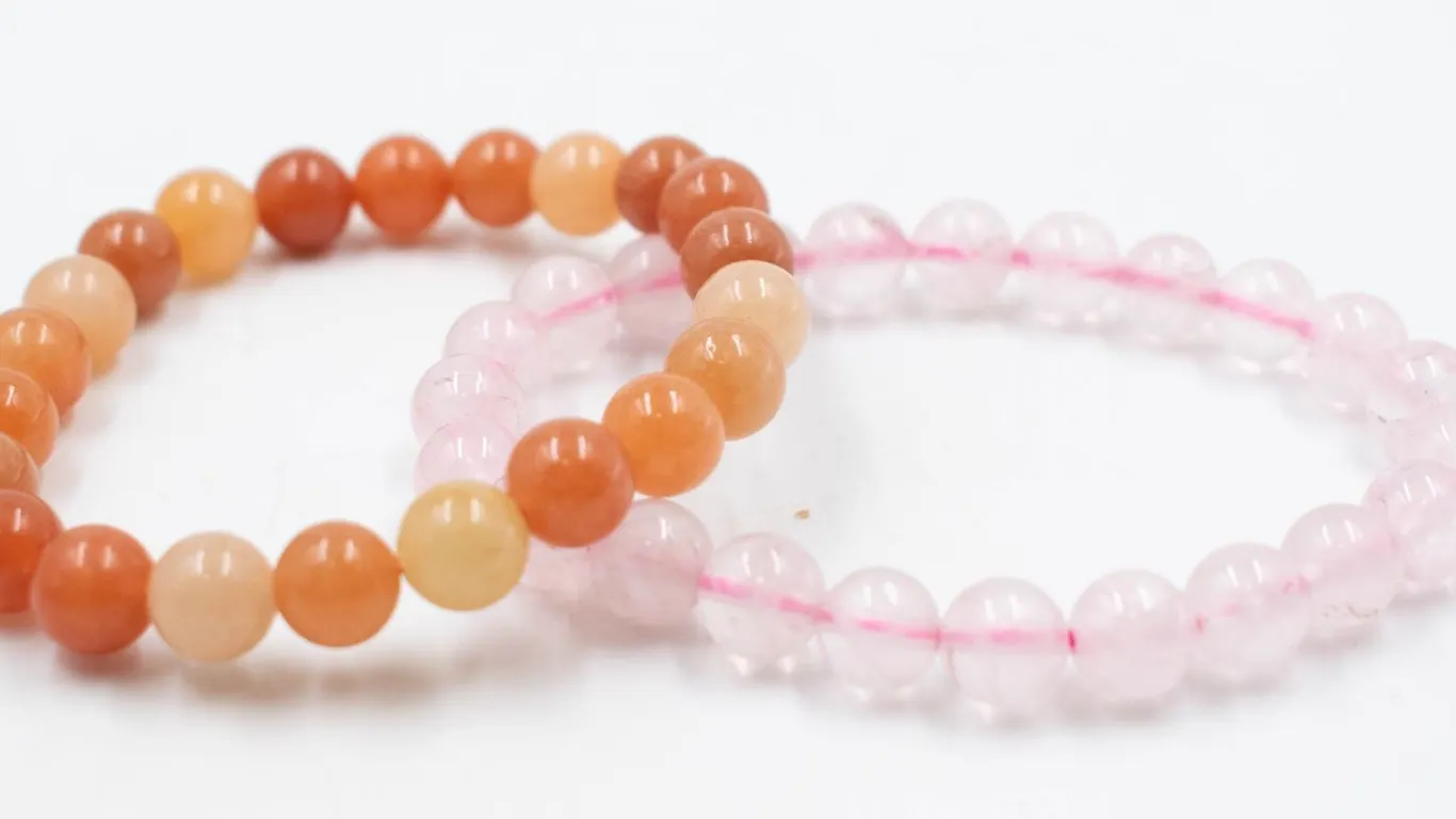 #48- NATURAL ORANG AVENTURINE & PINK ROSE QUARTZ