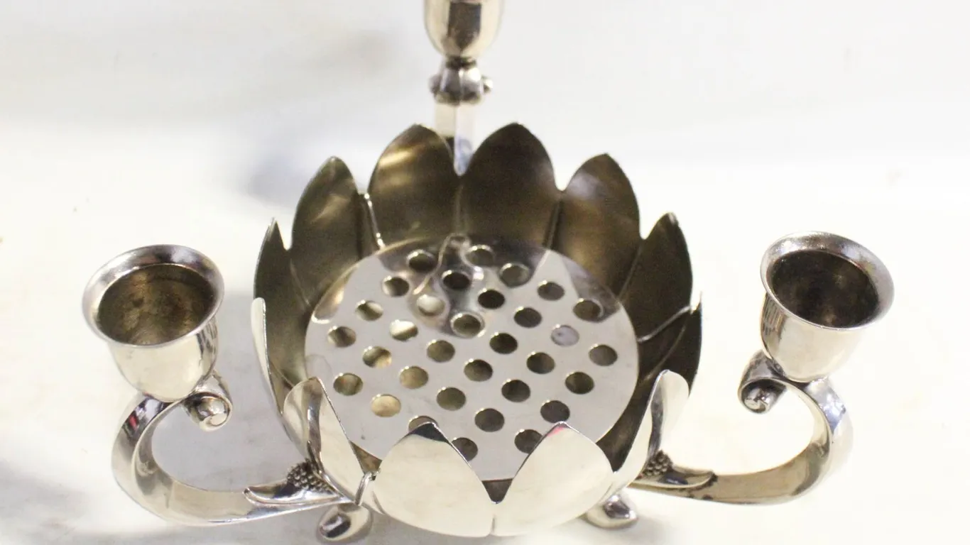 VINTAGE SILVER BRASS CANDLE HOLDER