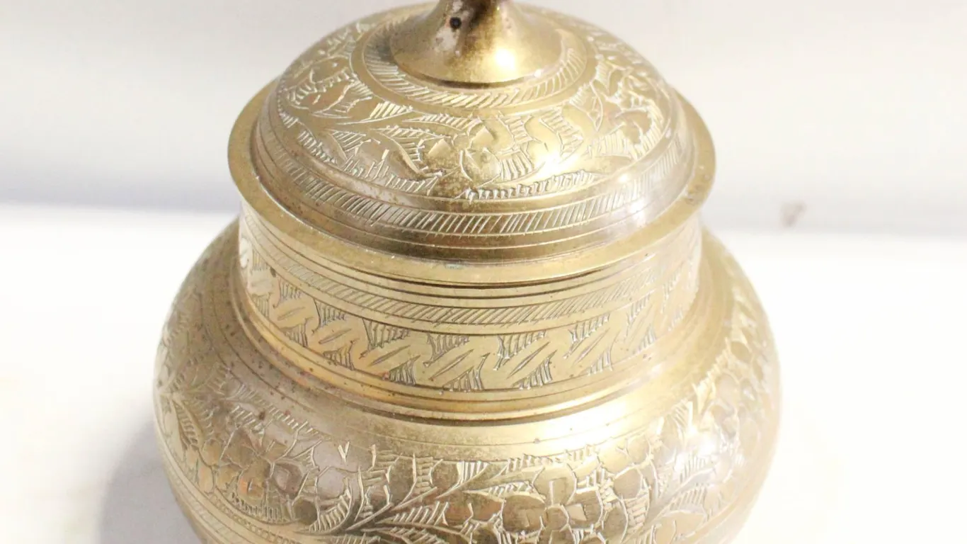 VINTAGE BRASS LIDDED JAR