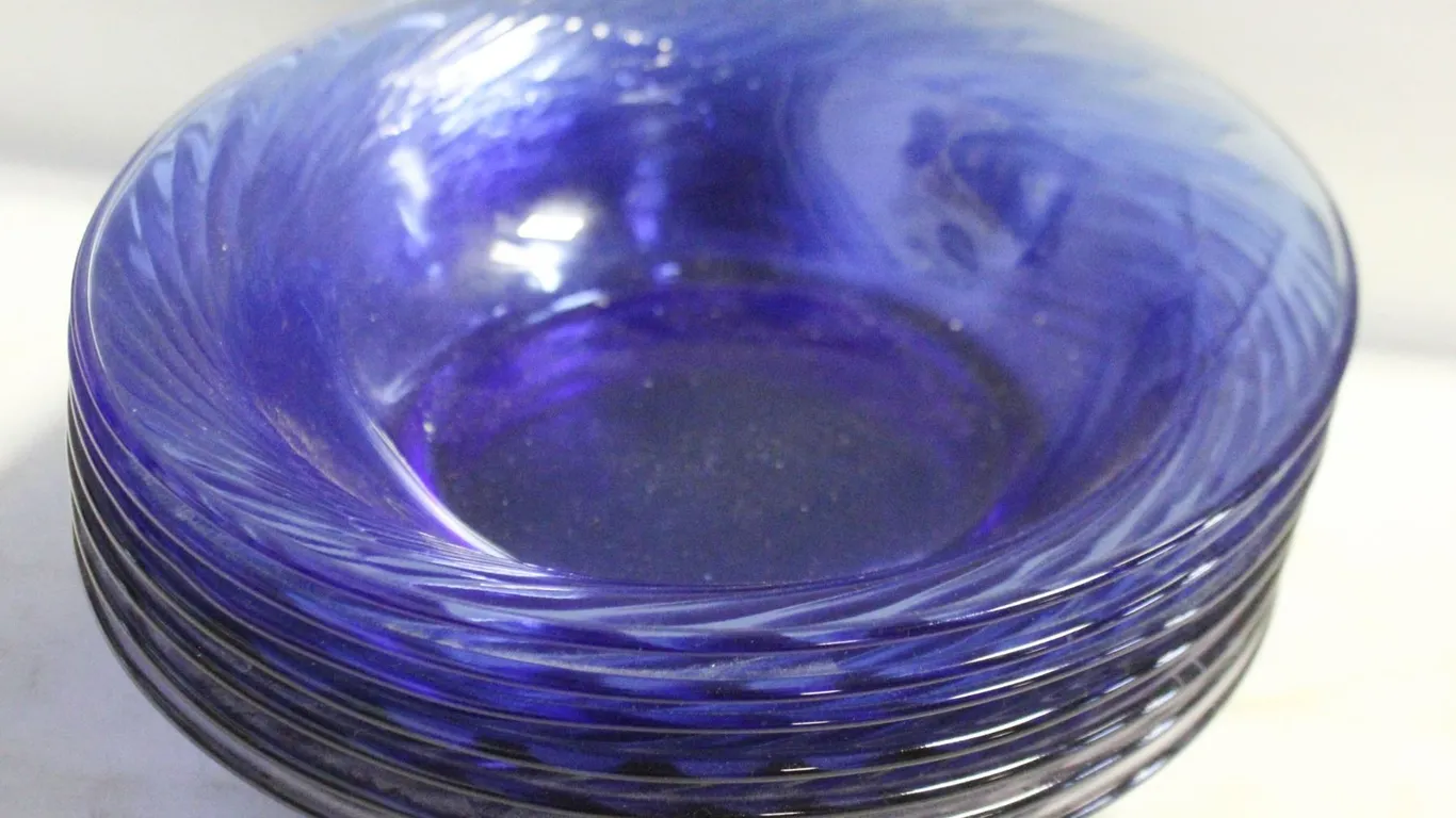 7 VINTAGE PYREX USA COBALT BLUE GLASS