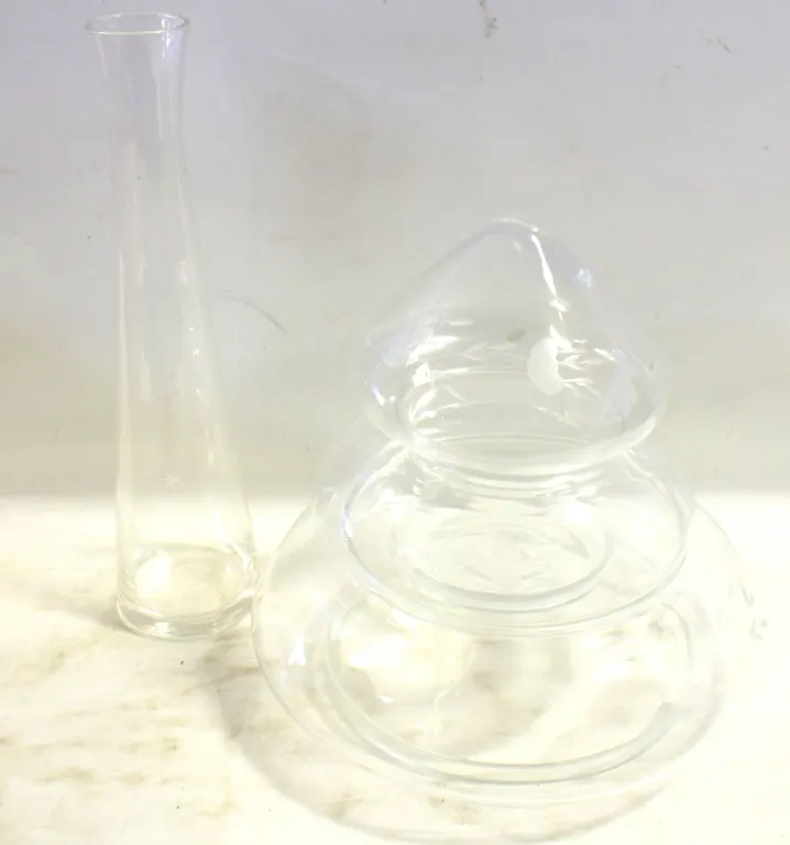 STACKING LIDDED GLASS DISH & GLASS DECANTER