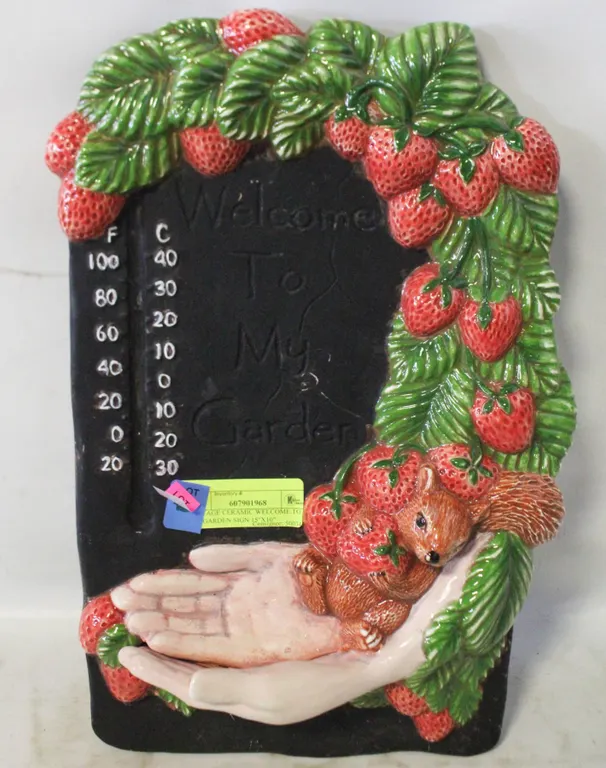 VINTAGE CERAMIC WELCOME TO MY GARDEN SIGN 15"X10"