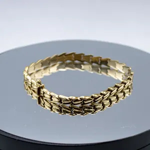 VINTAGE 14K GOLDEN LINE HALLOW BRACELET HIGH