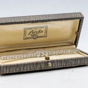 ANTIQUE PLATINUM & 14K GOLD DIAMOND BAR BROOCH
