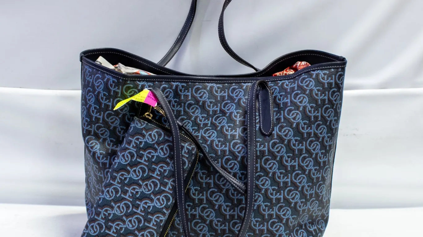 GENUINE COACH CITY TOTE CF342 NAVYBLUE MONOGRAMED