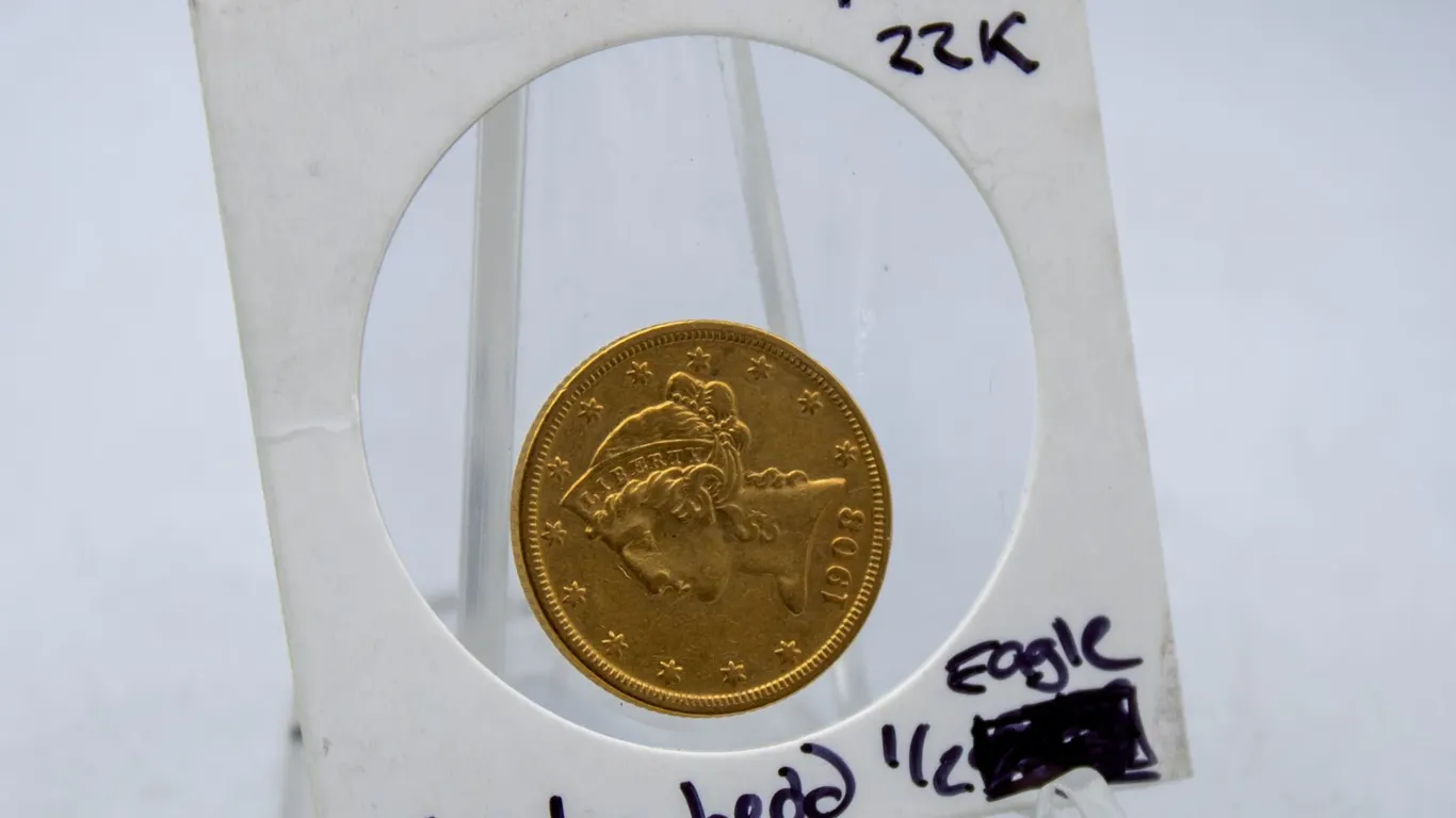 1908 22K GOLD US LIBERTY 1/2 EAGLE COIN