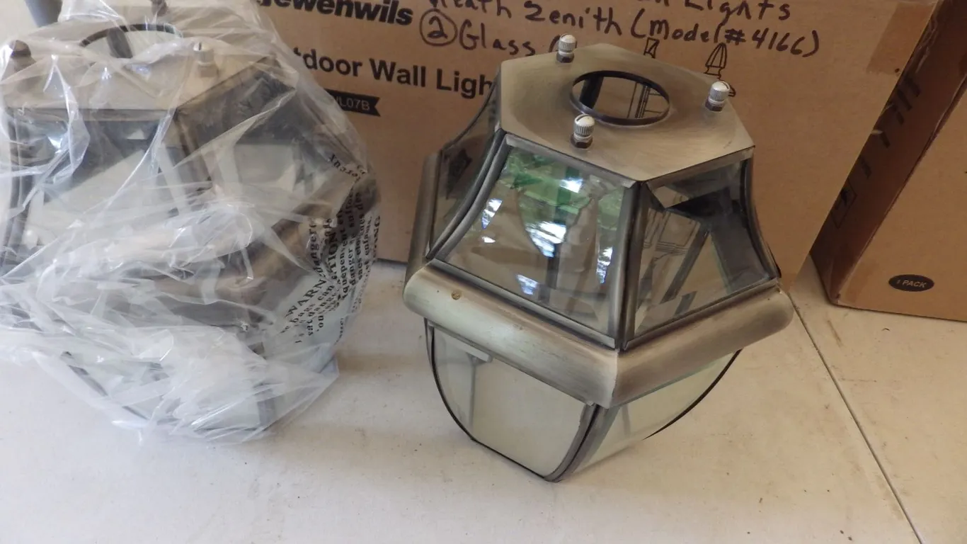 lot of 4 glass globes for outdoor wall lights