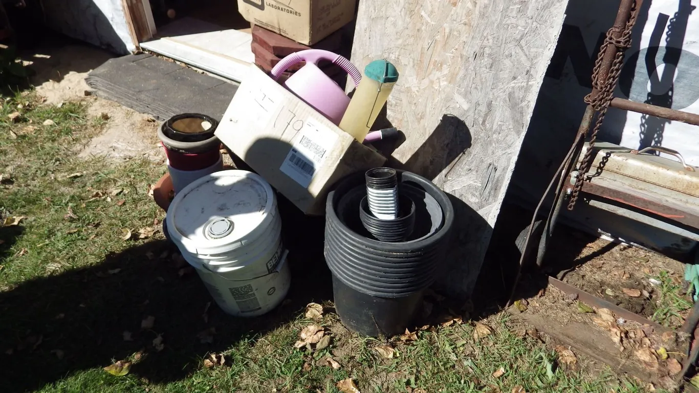 garden pots , watering cans etc