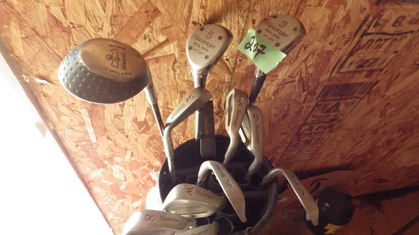 golf clubs and bag