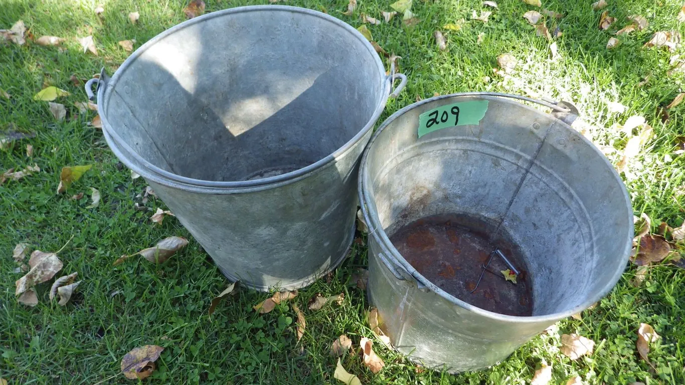 lot of two galvanized pails