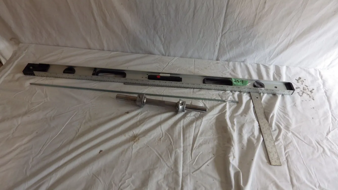 4' level , framing square etc