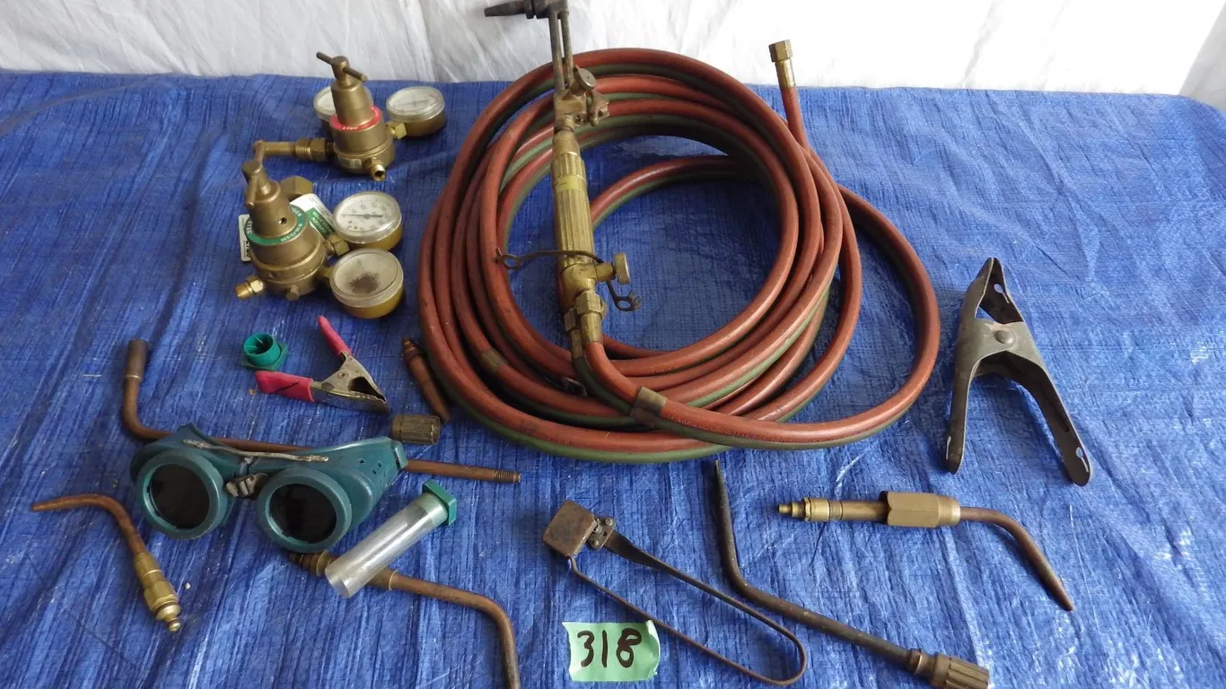 oxyacetylene cutting torch with gauges etc