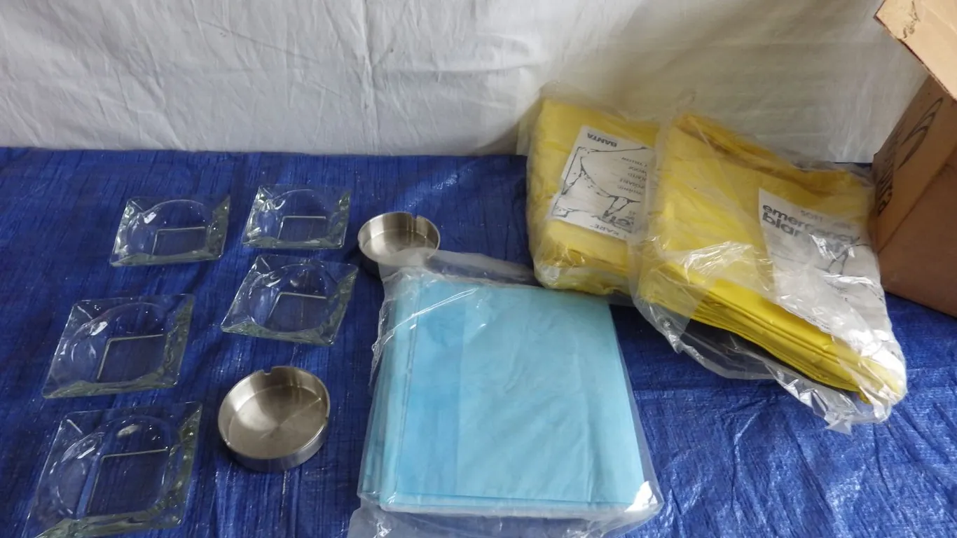 emergency blankets and ashtrays