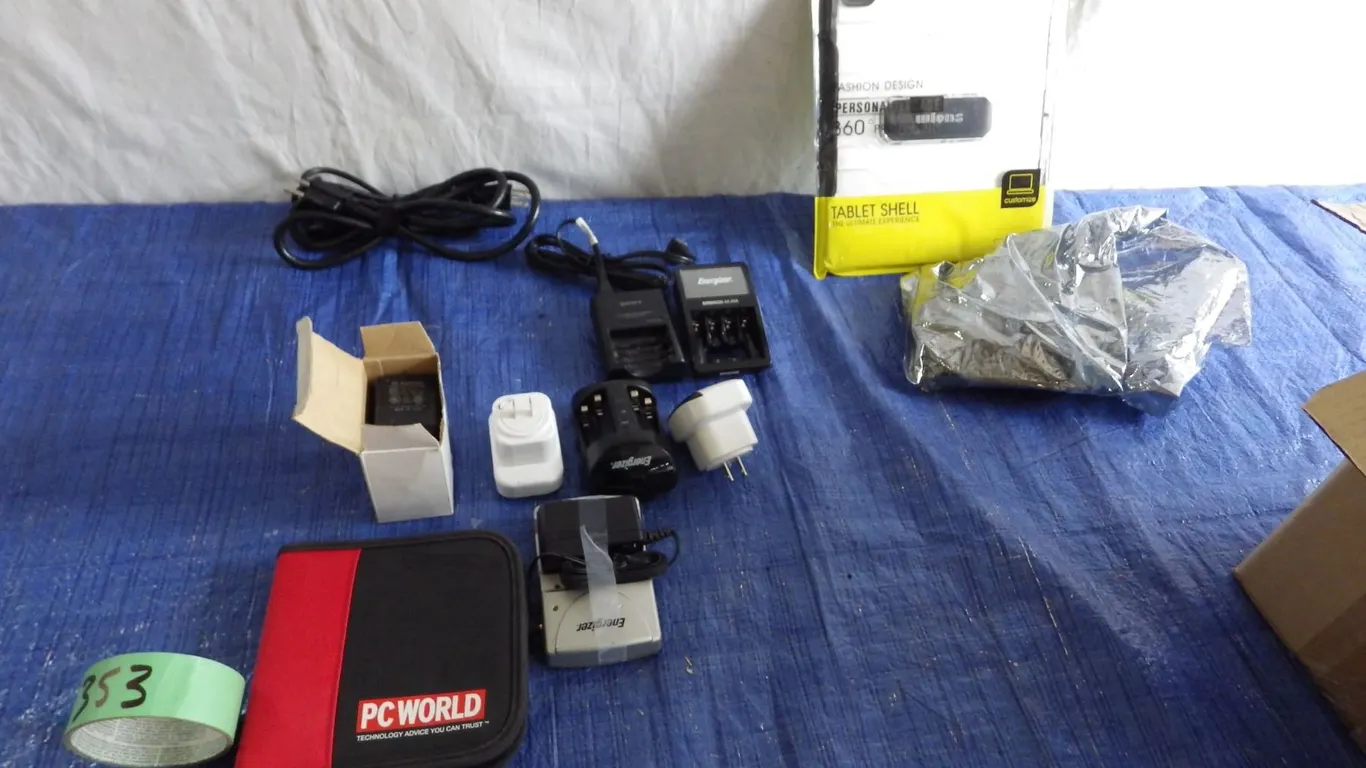 various battery chargers and computer parts etcetera