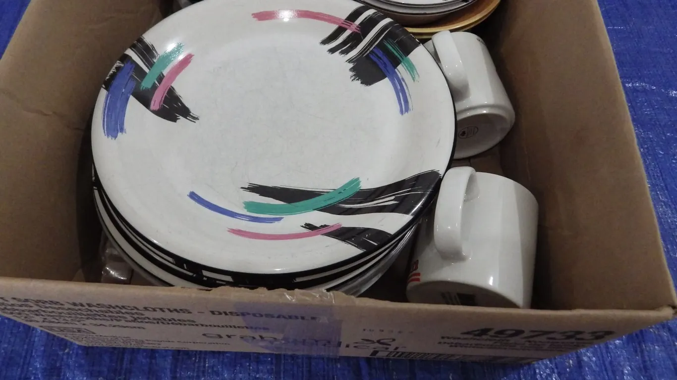 assorted plates and cups