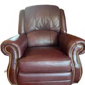 Dark Brown Leather Recliner Chair with Nailhead Trim, 34" Wide x 40" High