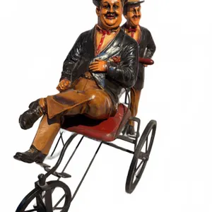 Cast Iron and Metal Two-Man Bicycle Figurine with Removable Figures