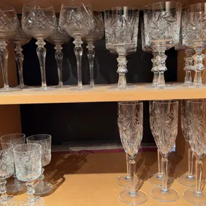 Cut Crystal Stemware Set, 16 Pieces Including Wine and Champagne Glasses